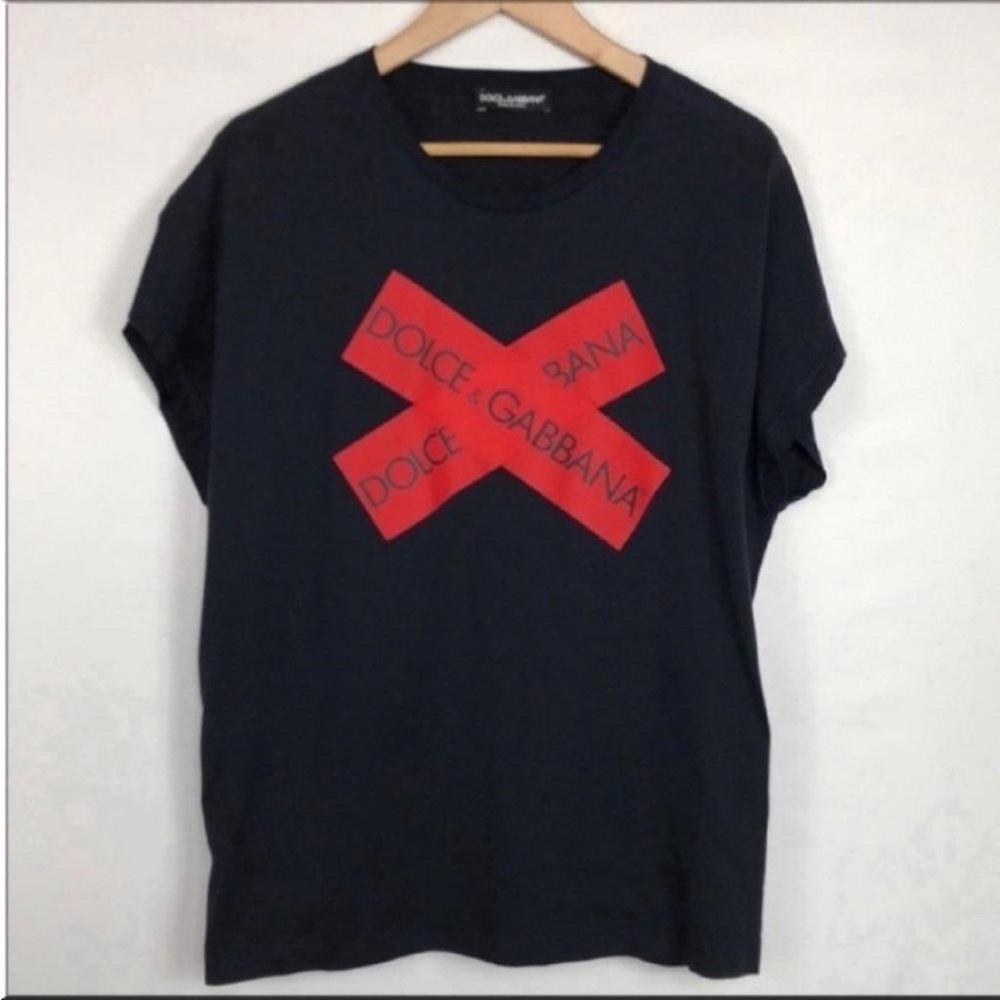 Dolce & Gabbana Womens Logo Front Unisex Short Sleeve Shirt Size L